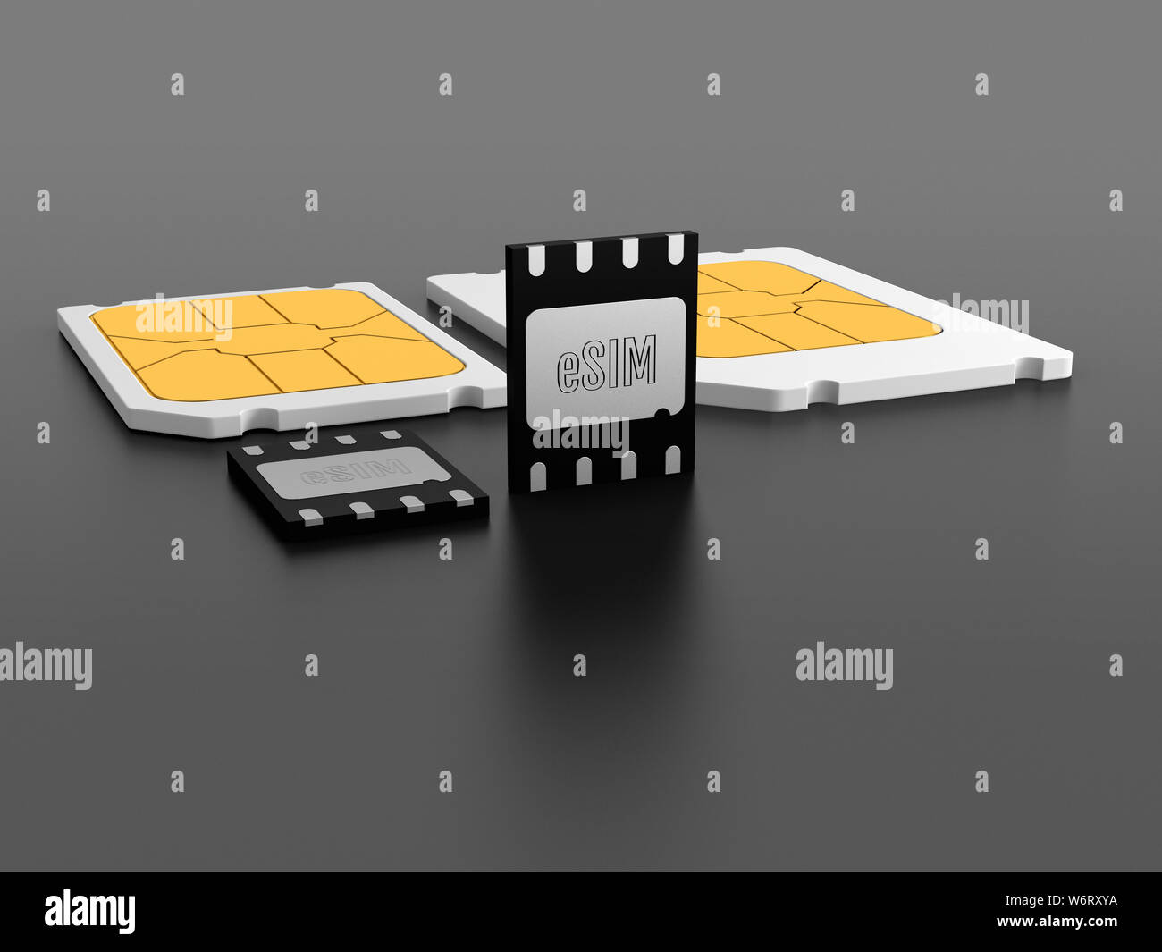 eSIM and SIM cards, illustration. Stock Photo