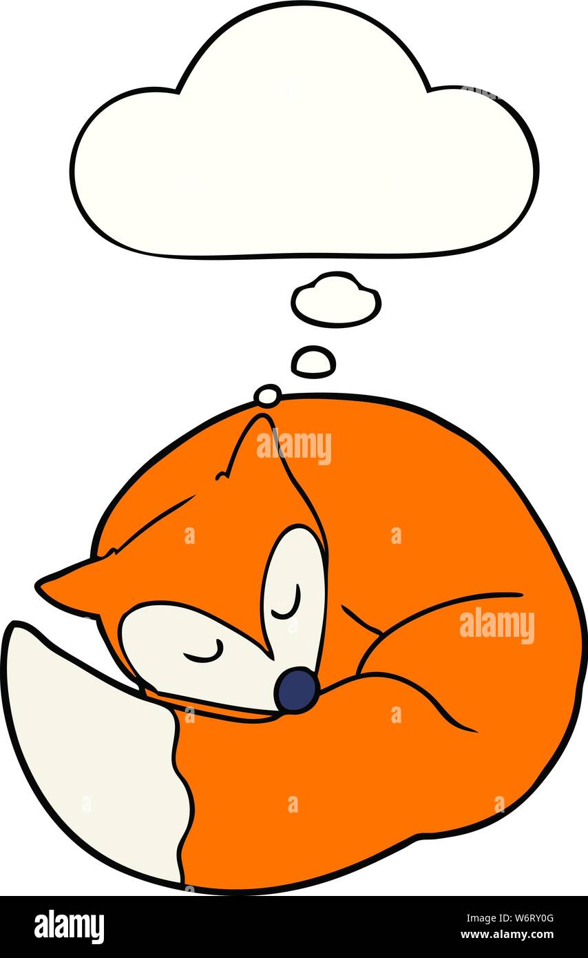 cartoon sleeping fox with thought bubble Stock Vector