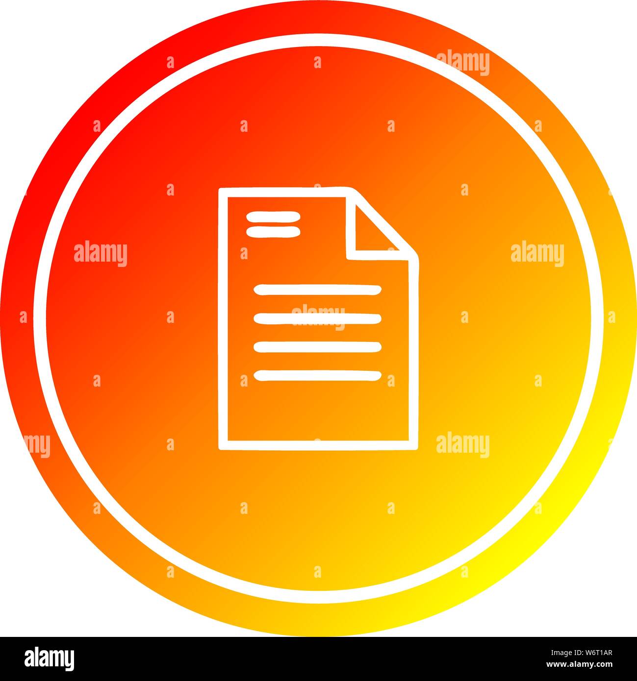 official document circular icon with warm gradient finish Stock Vector ...
