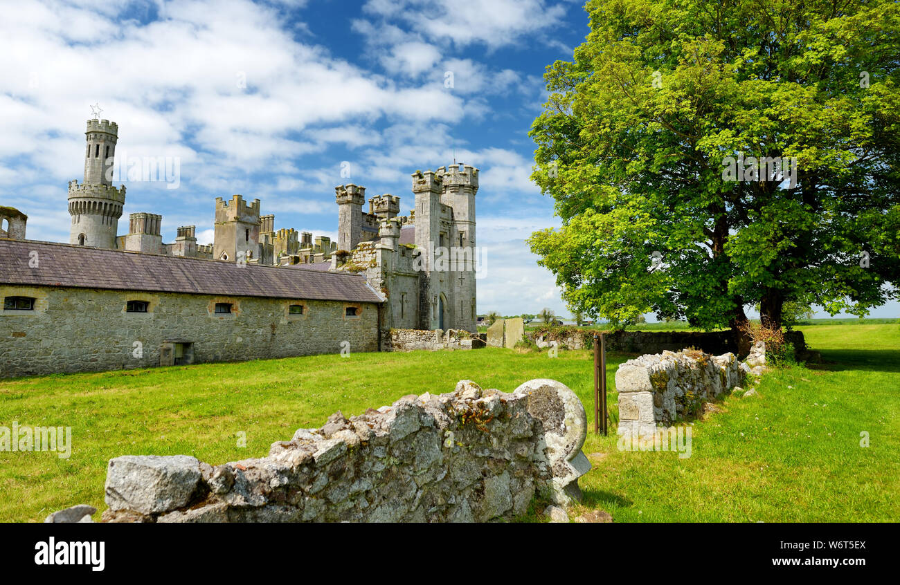 The towers and turrets of Ducketts Grove, a ruined 19thcentury great house and former estate in