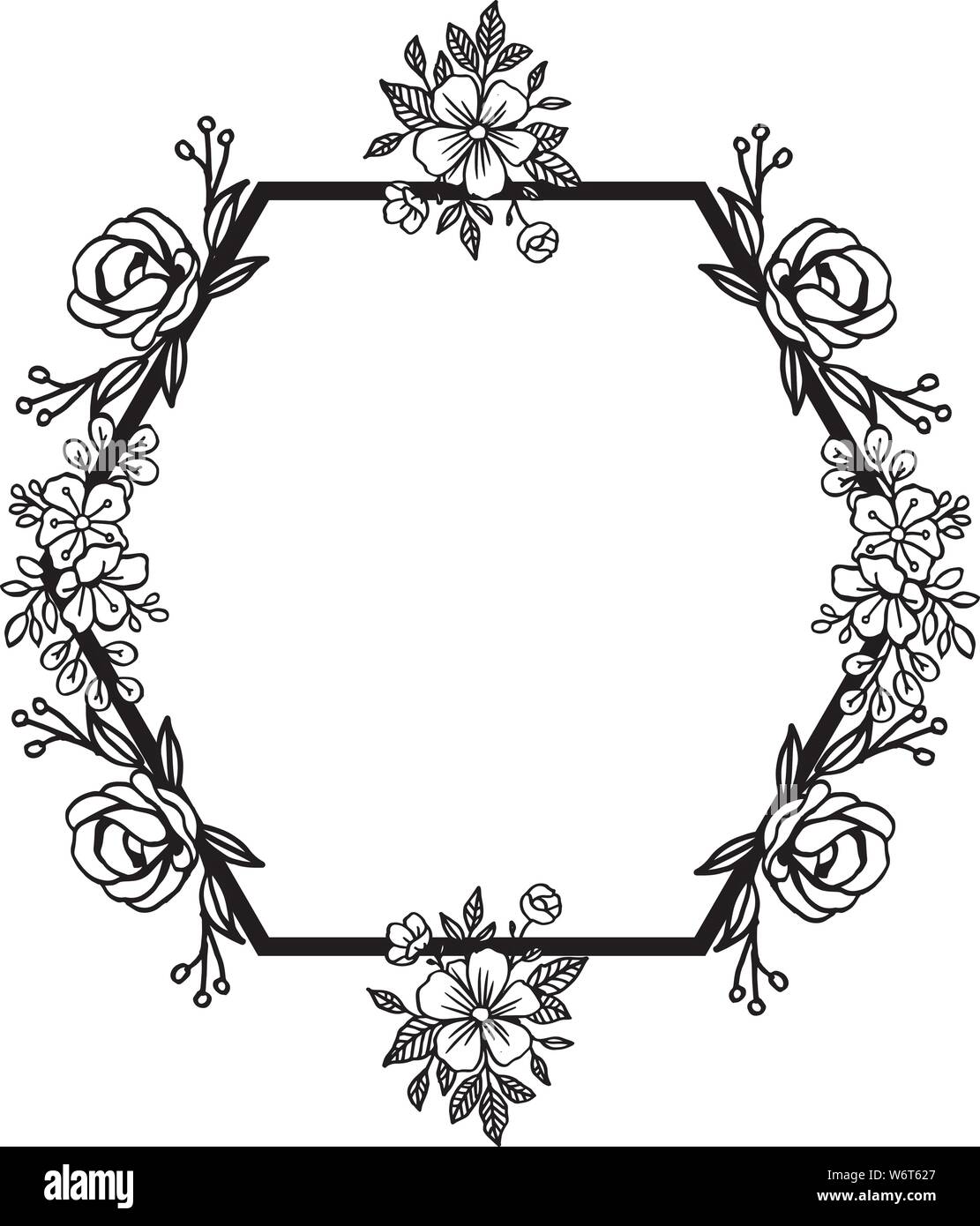 Art unique with border design frame beautiful, drawing of simple wreath ...