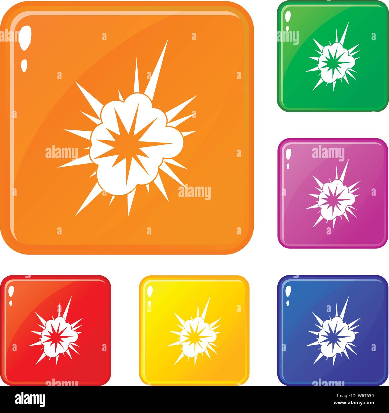 Nucleate explosion icons set vector color Stock Vector Image & Art - Alamy