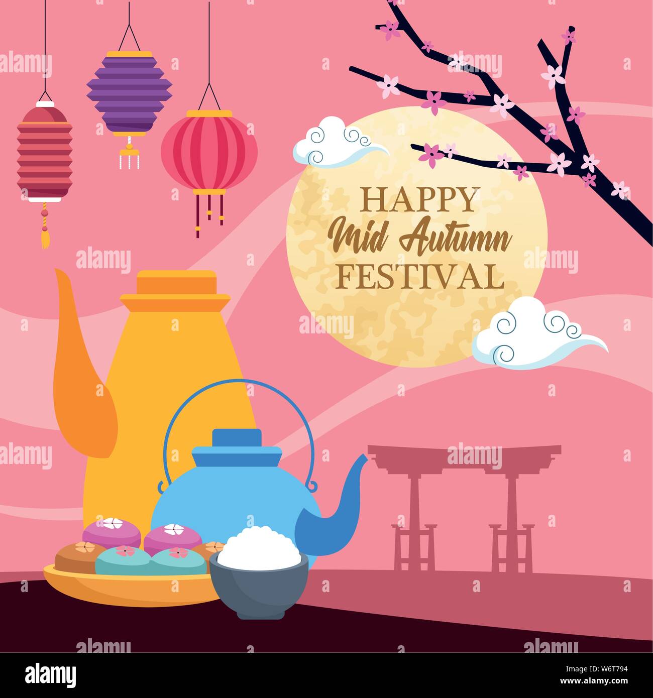 mid autumn chinese festival cartoon Stock Vector Image & Art - Alamy