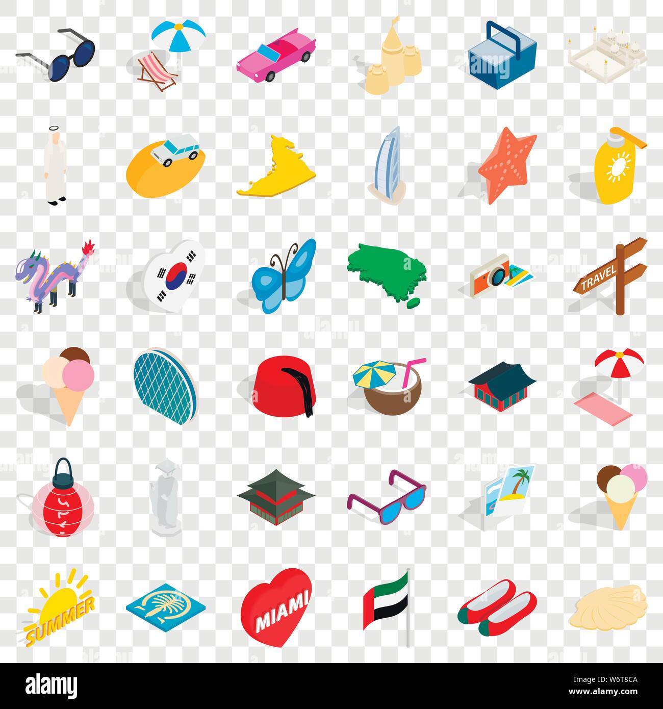 Rest icons set, isometric style Stock Vector
