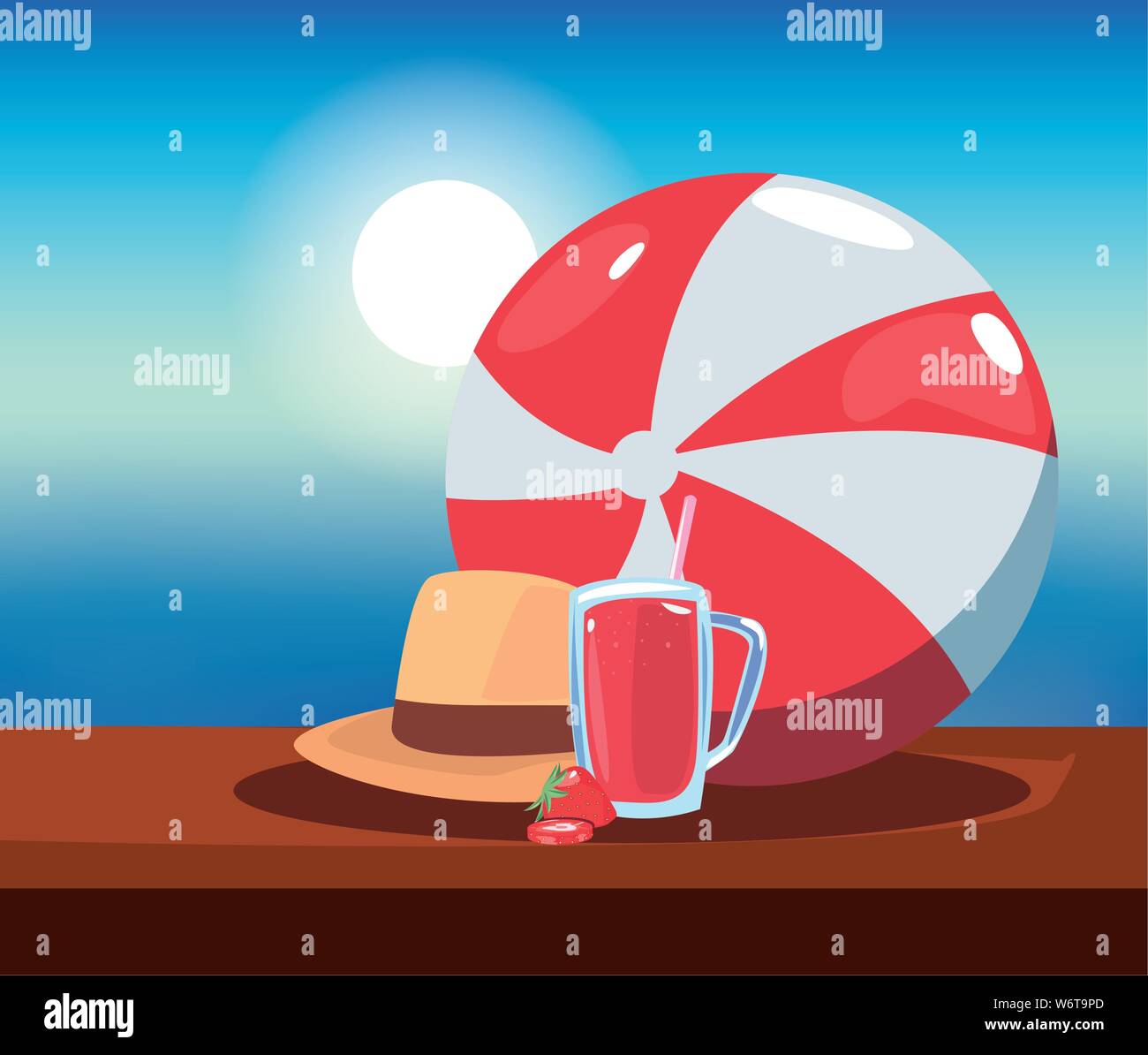 flamingo float ball hat juice summer time vacation vector illustration ...