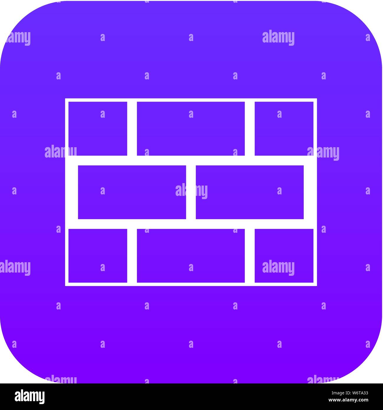Concrete block wall icon digital purple Stock Vector