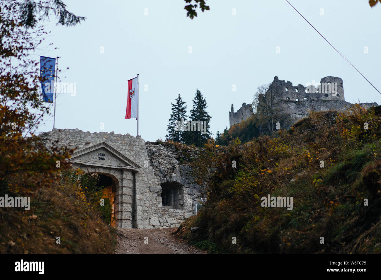Ehrenberg Castle ruins in the Austrian Alps, near Reutte on the German