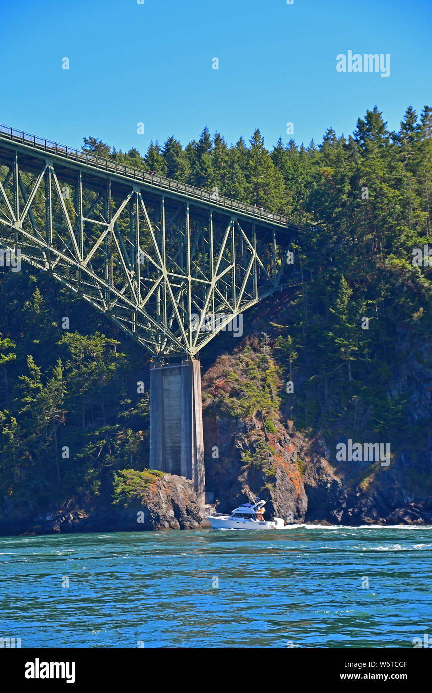 The Iconic Deception Pass Bridge Near Whidbey Island, Washington Stock ...