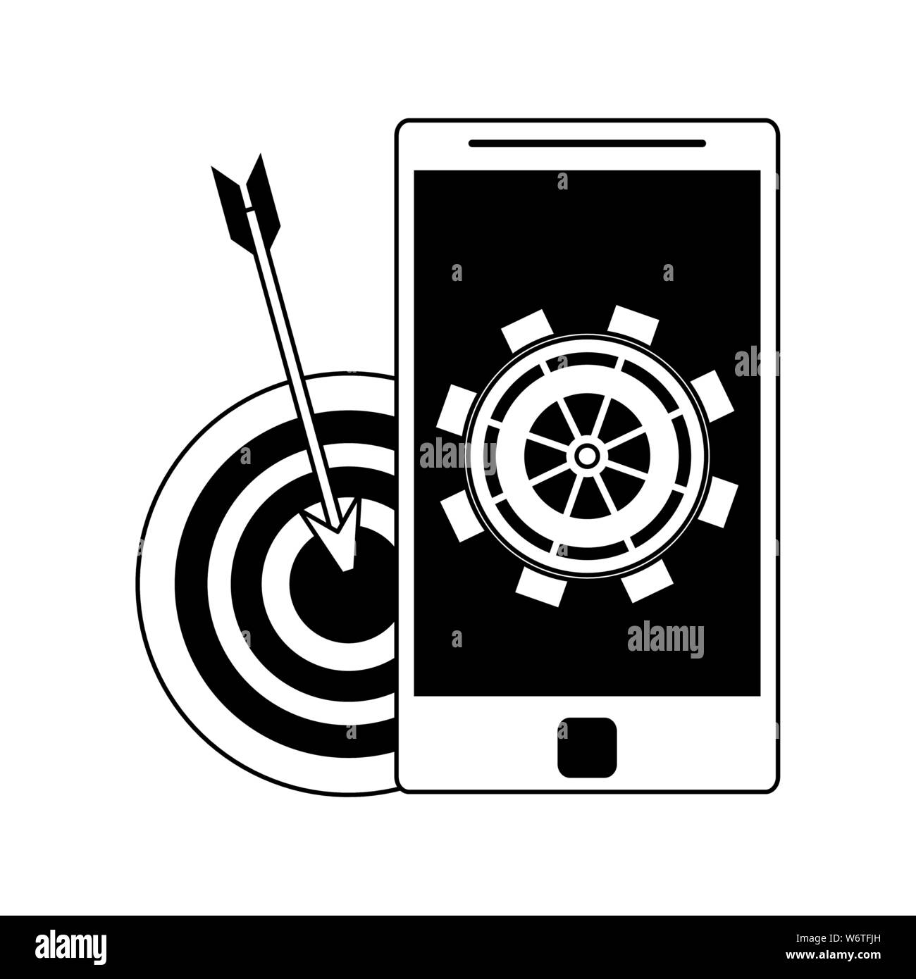 technology digital modern hardware cartoon in black and white Stock