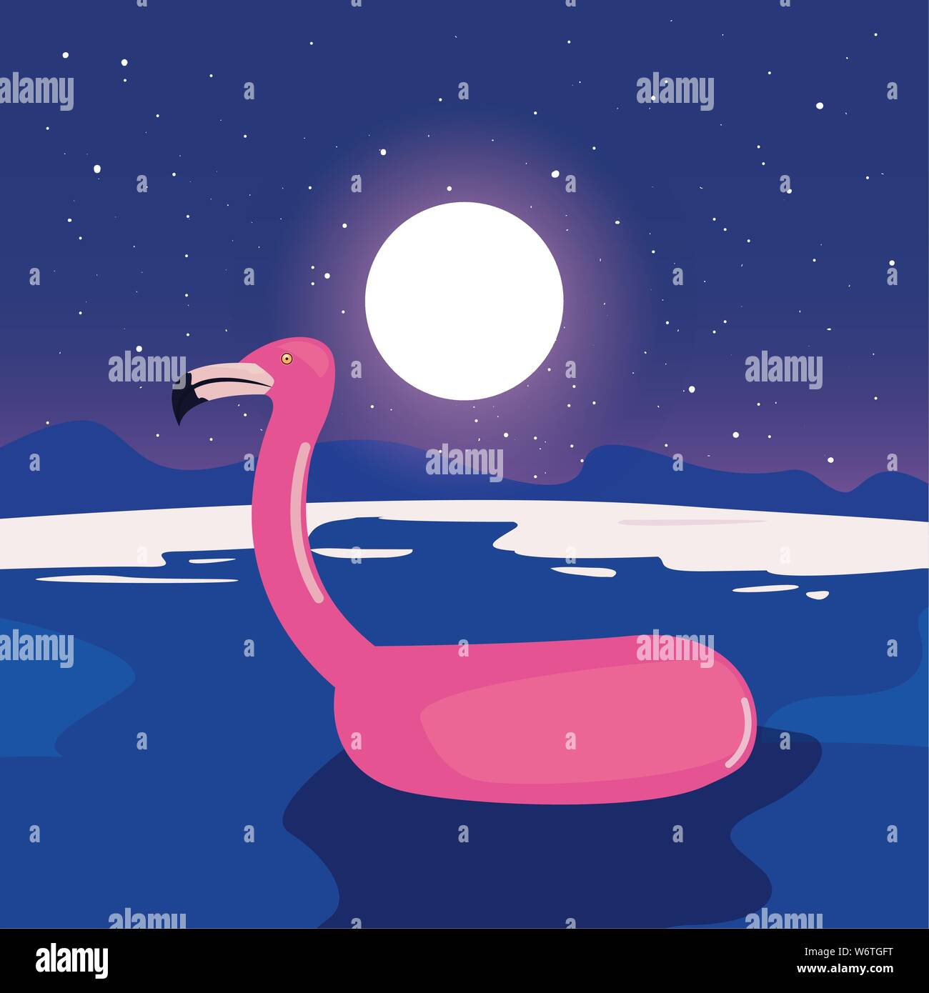 flamingo float summer time vacations design vector illustration Stock ...