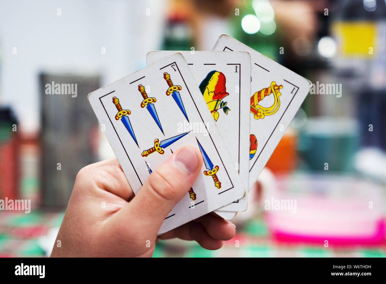 Spanish game cards Truco, a typical trick game in Latin America Stock Photo  - Alamy