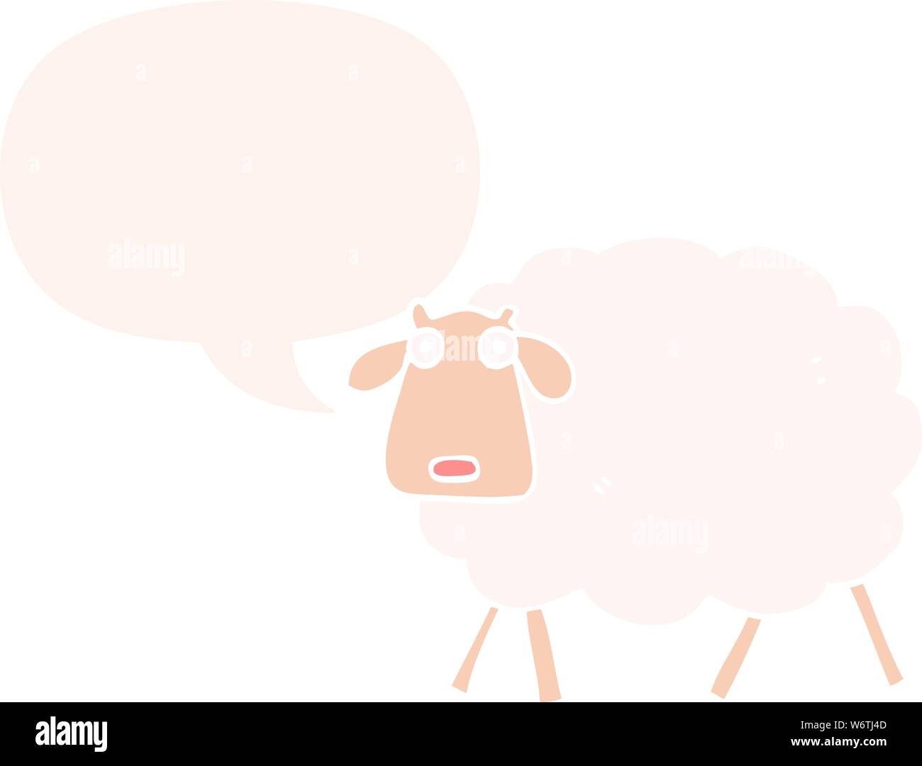 cartoon sheep with speech bubble in retro style Stock Vector