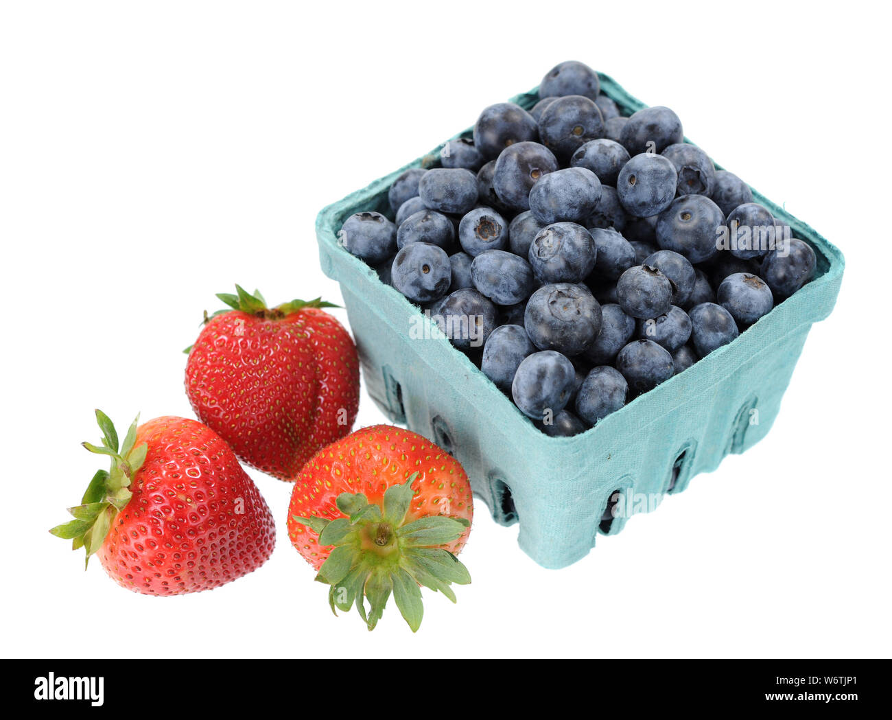 blueberry and strawberry in bucket isolated on white Stock Photo - Alamy