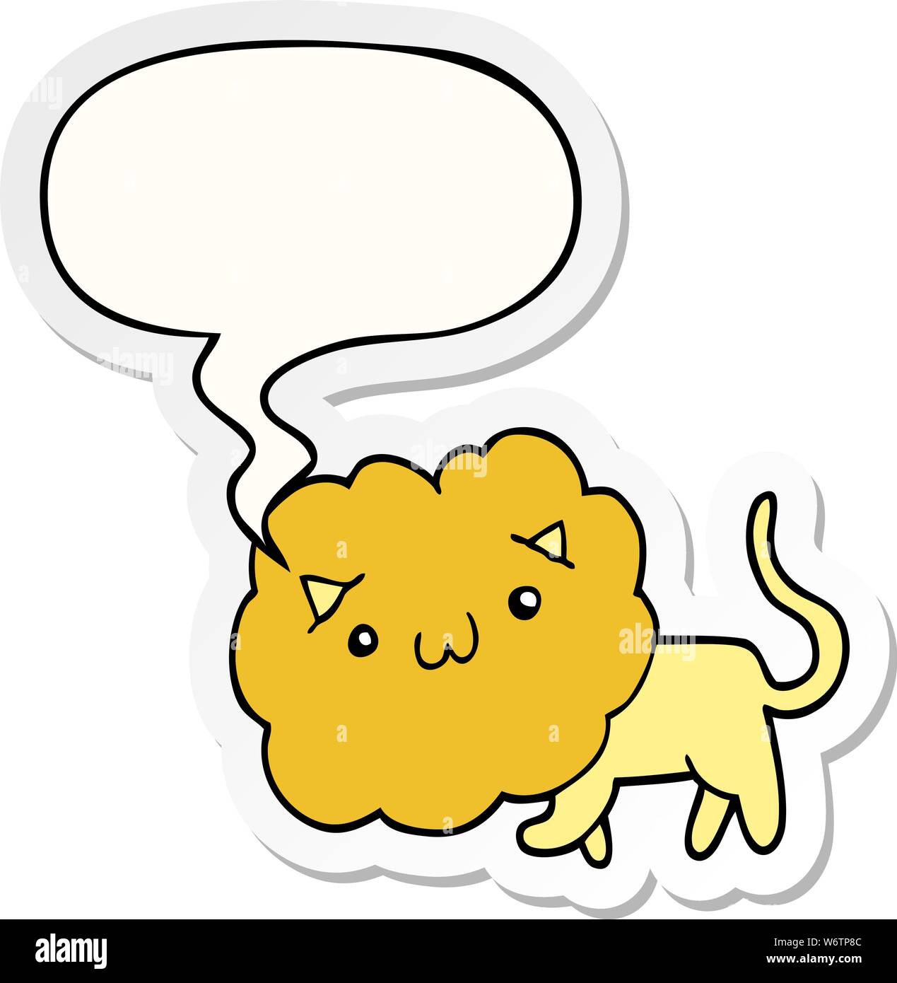 cartoon lion with speech bubble sticker Stock Vector Image & Art - Alamy