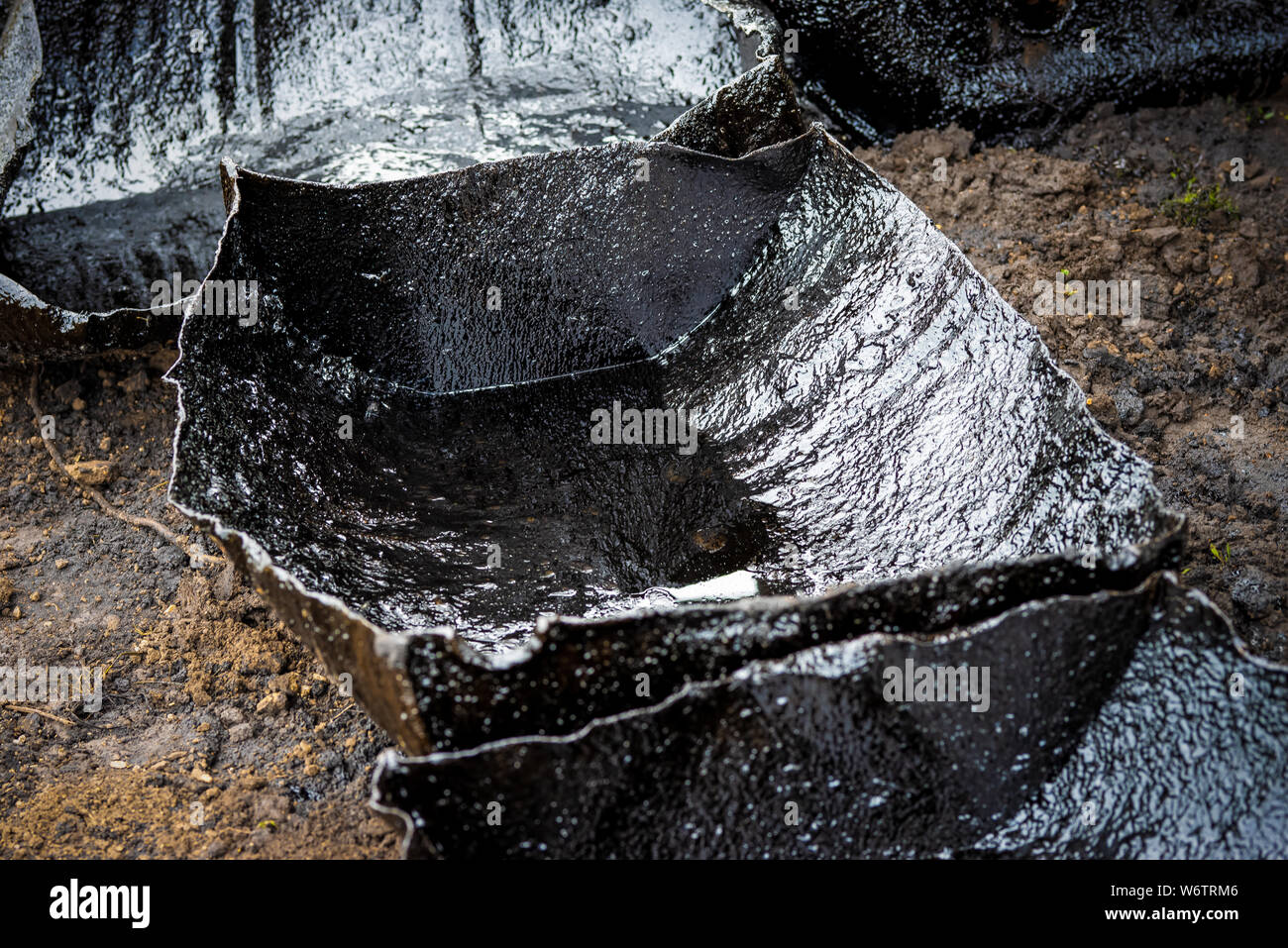 Dirty Oil spill on floor. Oil pollution Stock Photo Alamy