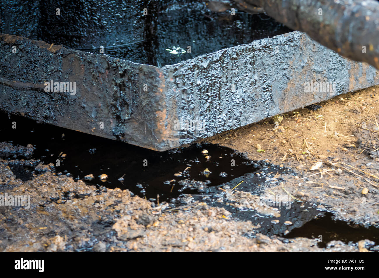 Dirty Oil spill on floor. Oil pollution Stock Photo Alamy