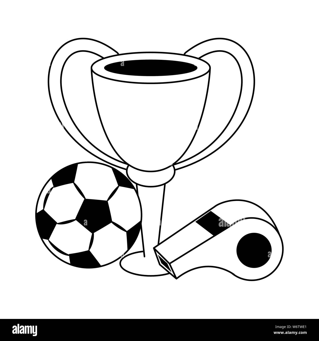 soccer football sport game cartoon in black and white Stock Vector