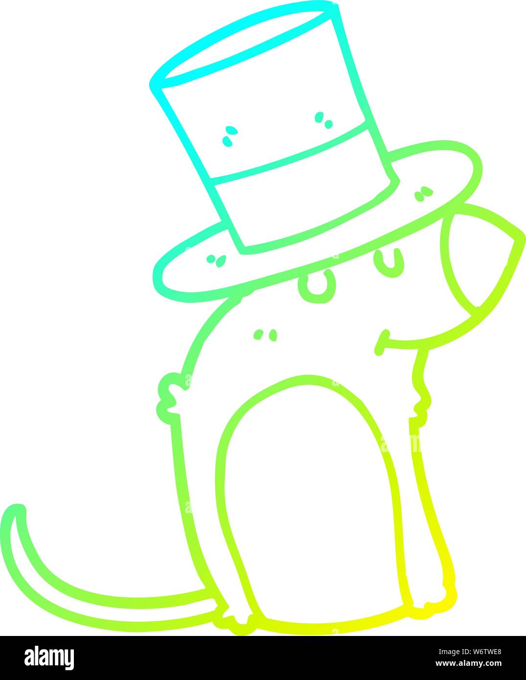 cold gradient line drawing of a cartoon rat wearing christmas hat Stock ...