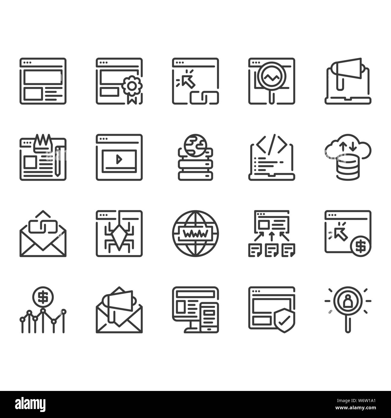 Search engine optimization and web icon set.Vector illustration Stock Vector