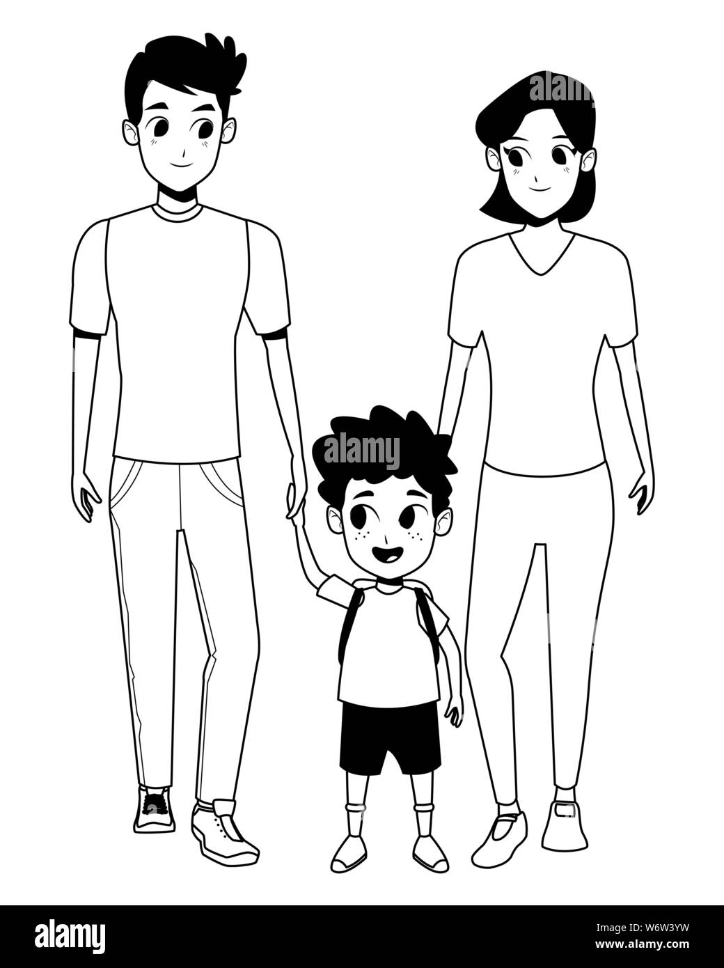 Family young parents with children cartoon in black and white Stock Vector Image & Art - Alamy Family young parents with children cartoon in black and white Stock Vector Image & Art - Alamy
