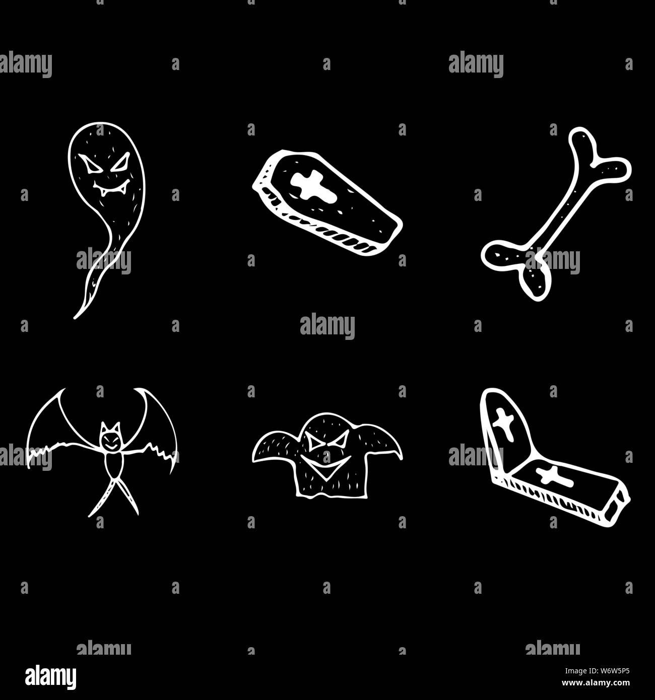 Halloween doodle set isolated on white background. Cartoon set with ...