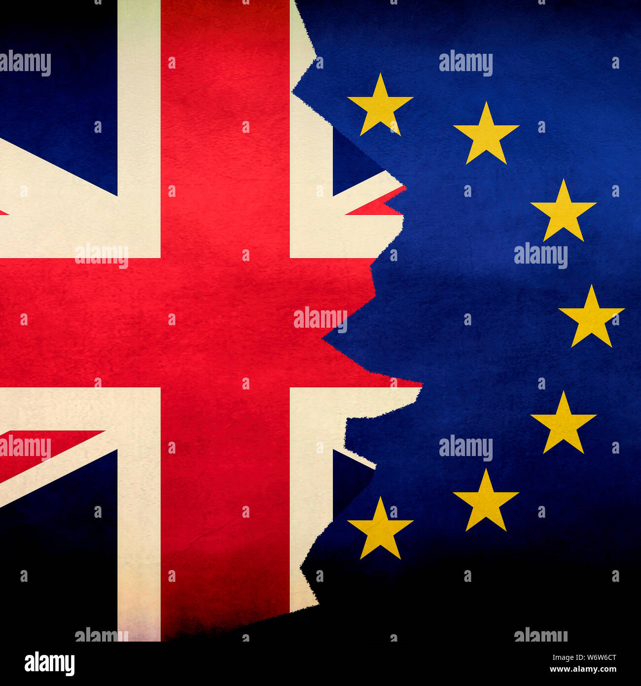 Flags to depict the breakup of the UK and EU as a result of the BREXIT. Stock Photo