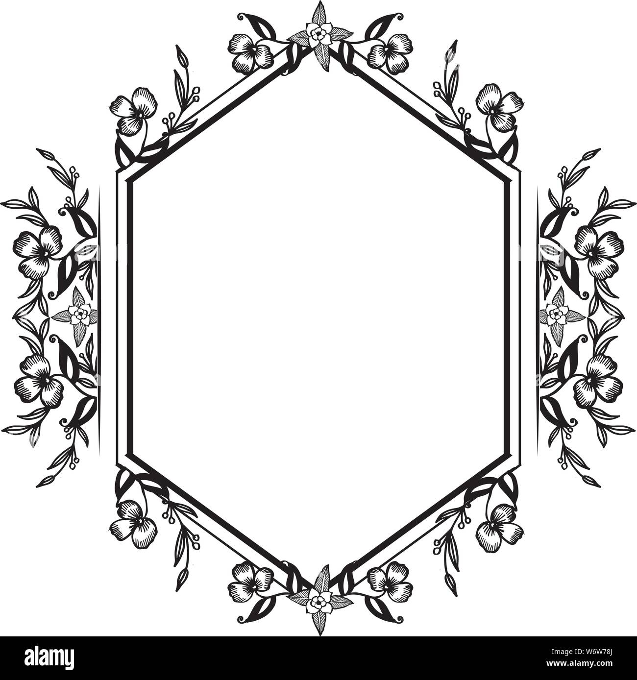 Ornate Frame Elegant Black White Flower Design Of Various Cards Vector Illustration Stock Vector Image Art Alamy