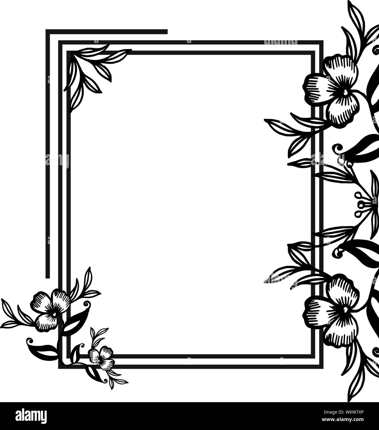 Vintage frame, with beautiful flowers, isolated on a white backdrop ...