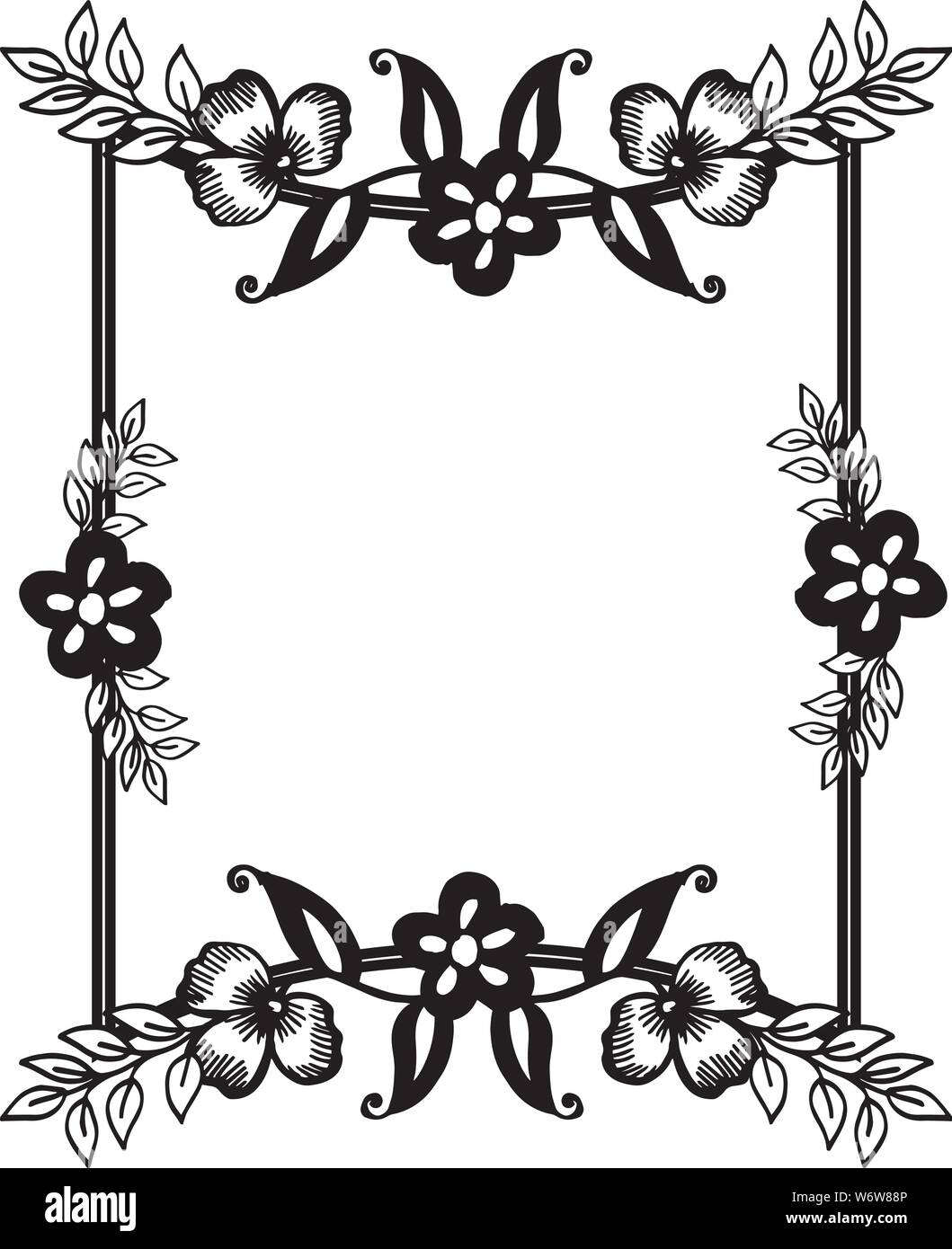 Flowe Frame Style Shape of flower frame style unique, black white of color, for design of ...