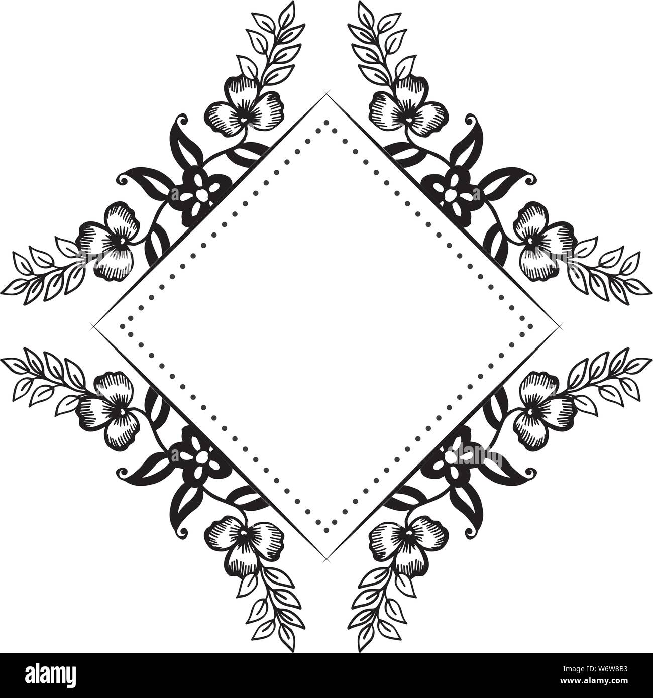 Flowe Frame Style Shape of flower frame style unique, black white of color, for design of ...
