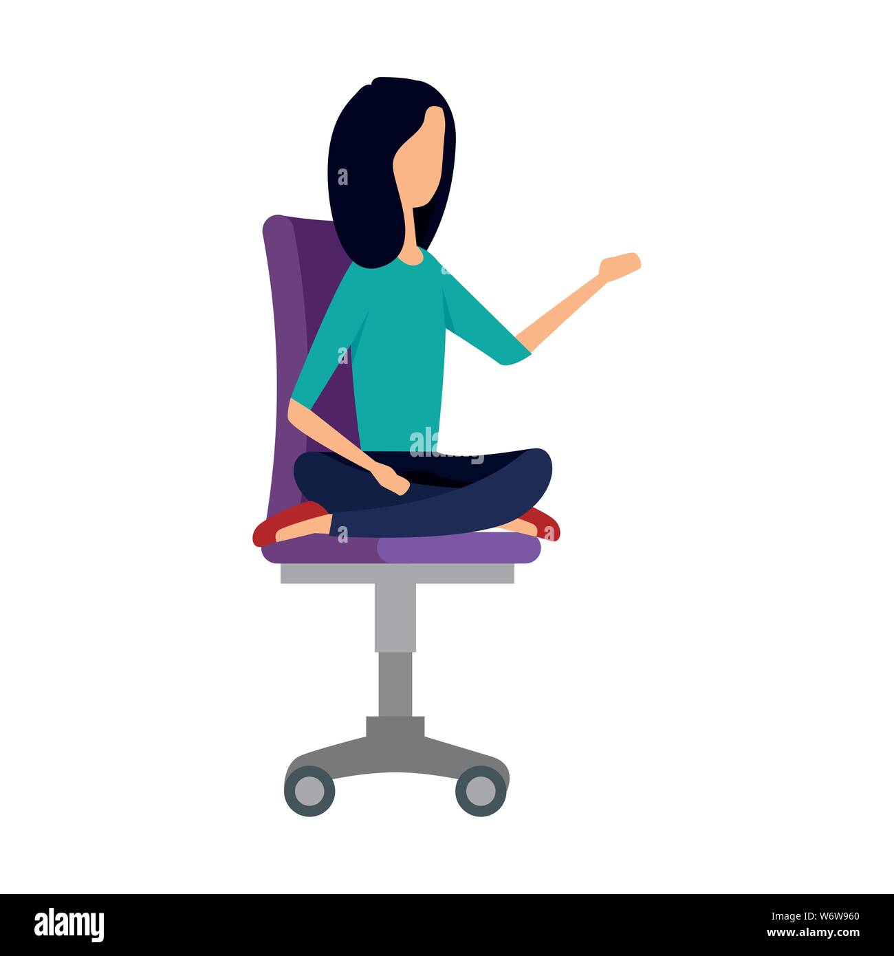 elegant businesswoman with lotus position in office chair Stock Vector