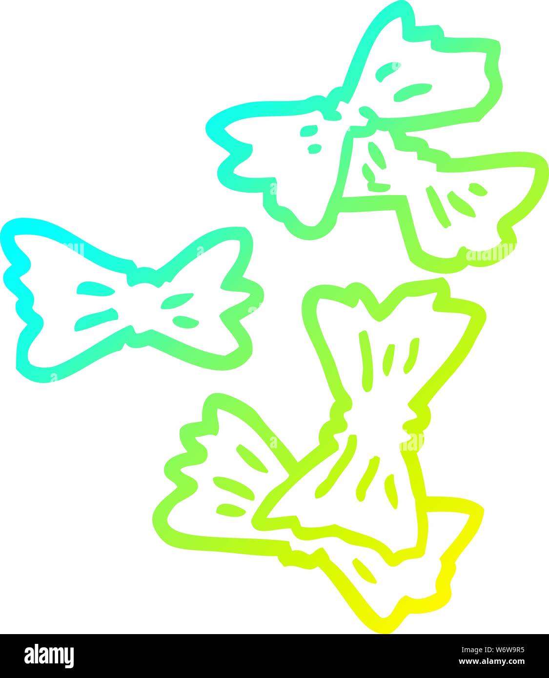 cold gradient line drawing of a cartoon pasta shapes Stock Vector Image ...