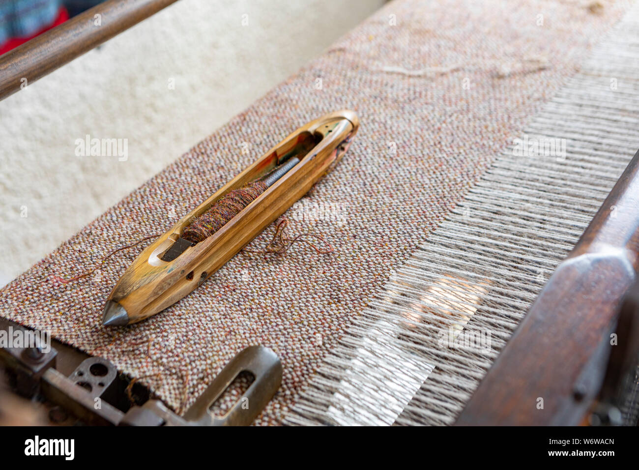 traditional weaving loom and shuttle for Tweed weaving Stock Photo Alamy