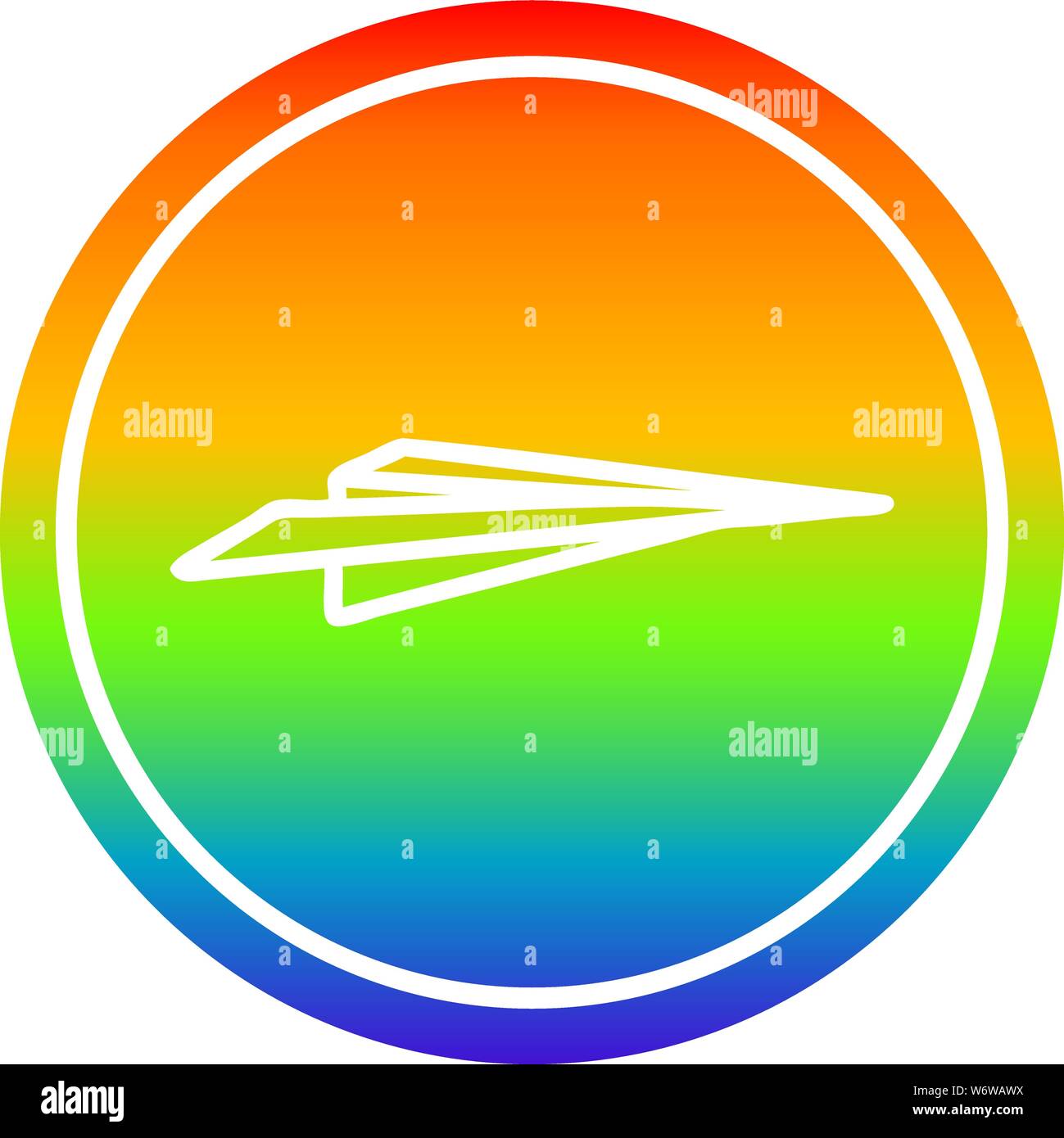 paper plane circular icon with rainbow gradient finish Stock Vector ...