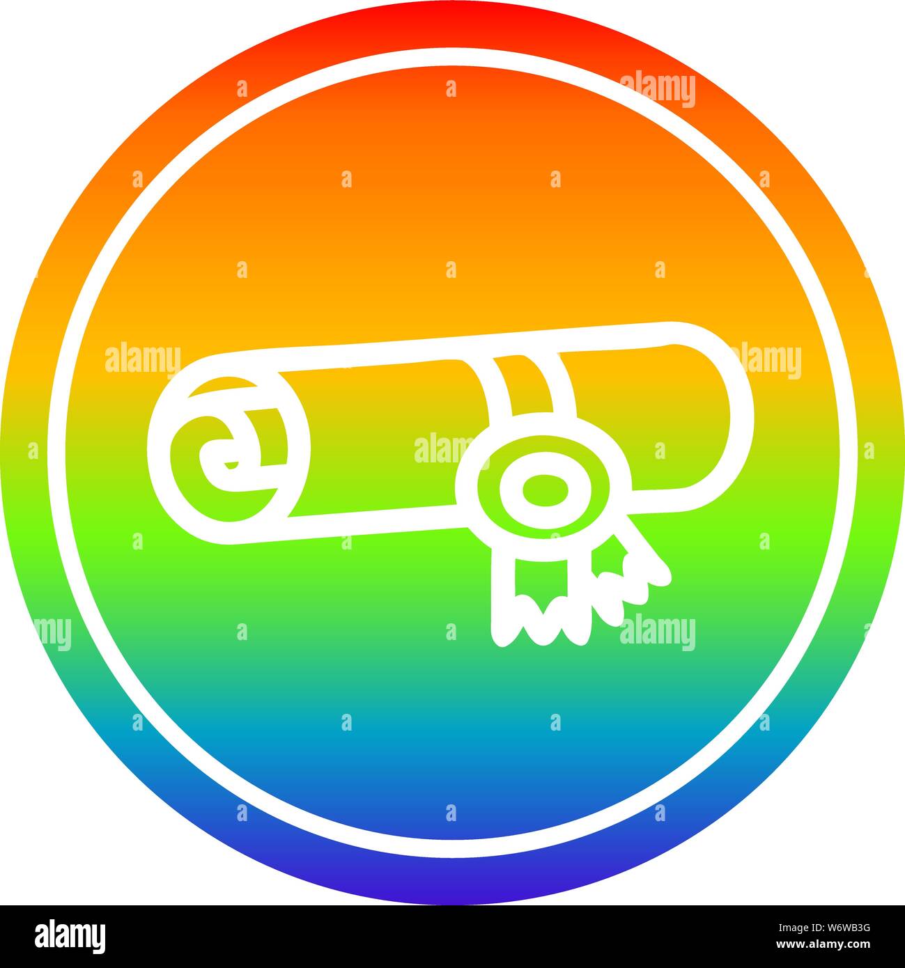 diploma certificate circular icon with rainbow gradient finish Stock ...