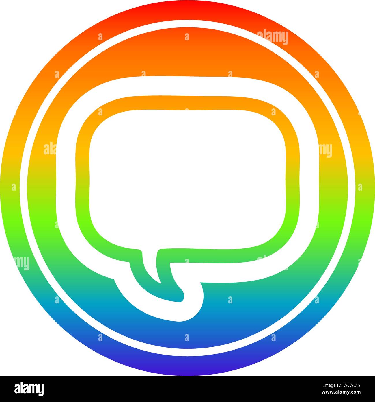 speech bubble circular icon with rainbow gradient finish Stock Vector ...