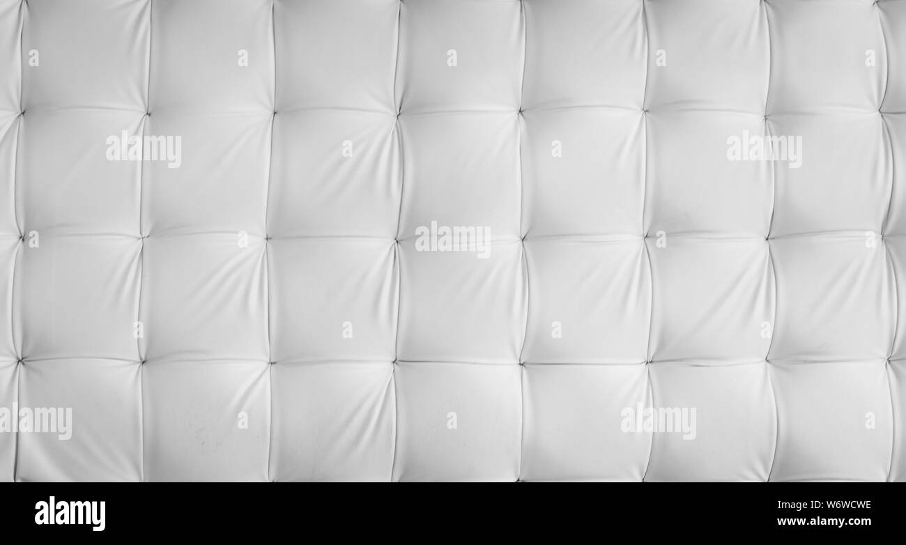 White leather upholstery texture pattern background. Vector vintage royal sofa leather upholstery buttons seamless pattern Stock Photo