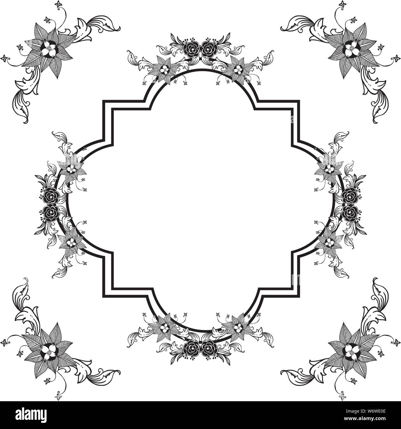 Set abstract flower frame, place of text, template of greeting cards