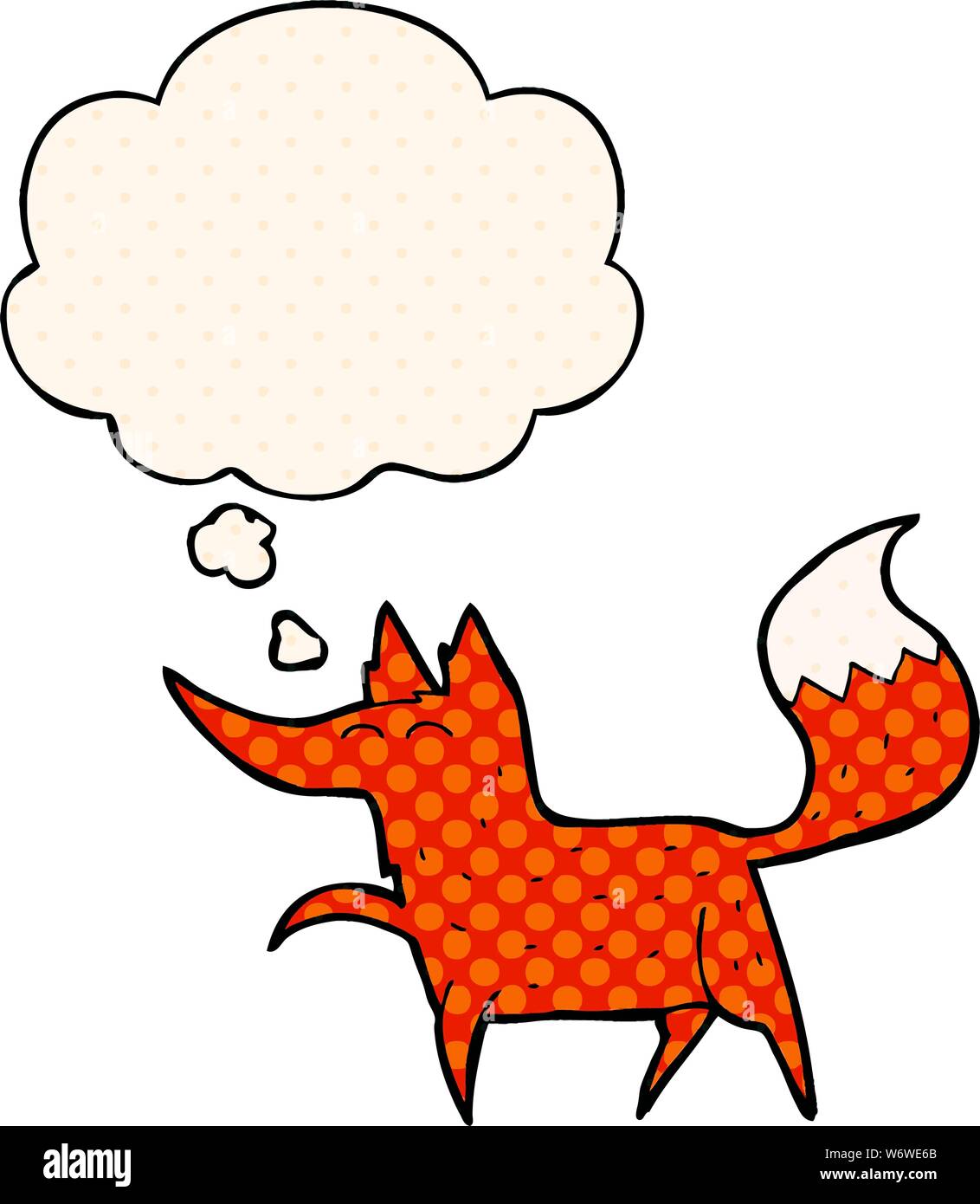 cartoon fox with thought bubble in comic book style Stock Vector