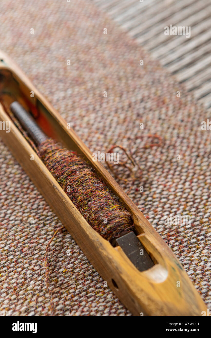 traditional weaving loom and shuttle for Tweed weaving Stock Photo Alamy
