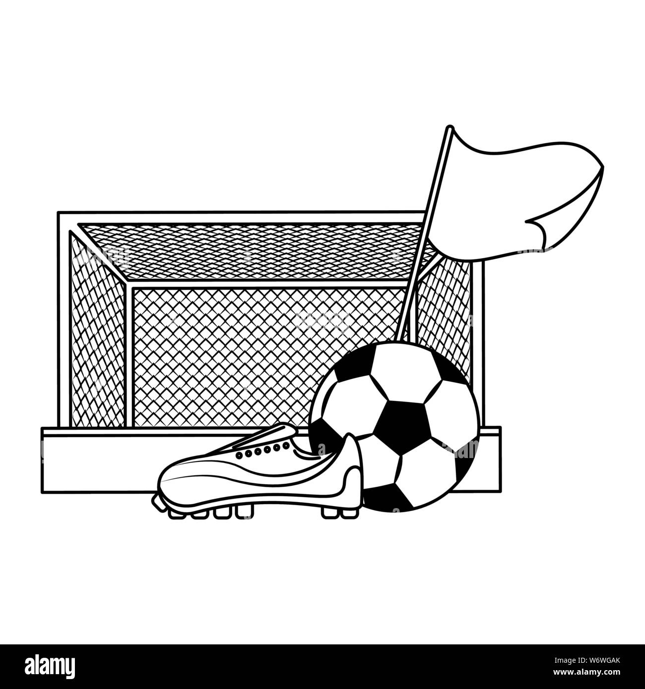 Soccer Football Sport Game Cartoon In Black And White Stock Vector Image Art Alamy