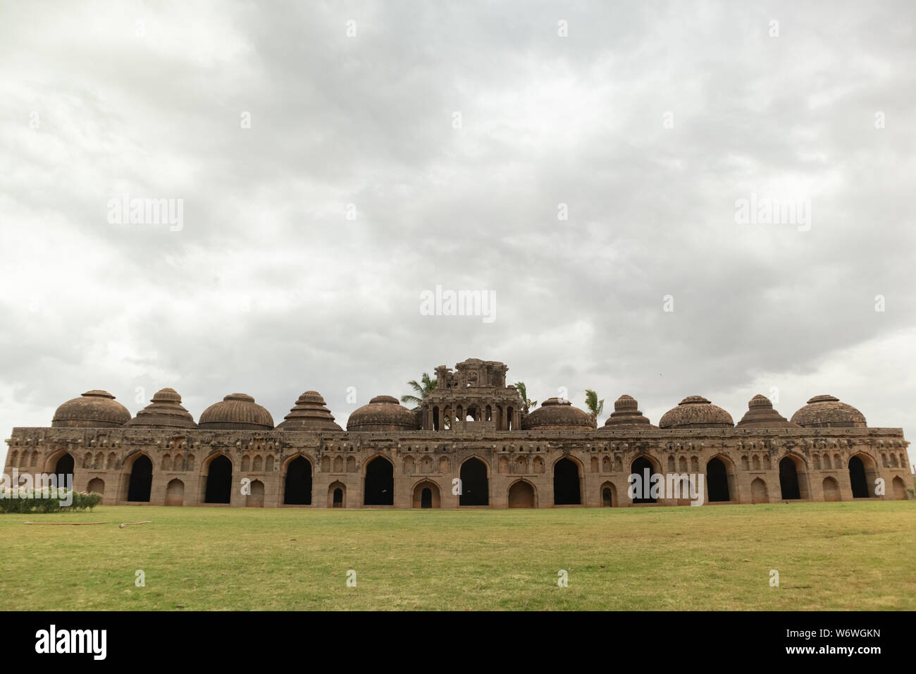 Ruins of the Elephant Stable inside Zanana enclosure at Hampi from 14th century Vijayanagara kingdom at Hampi, Karnataka,India Stock Photo