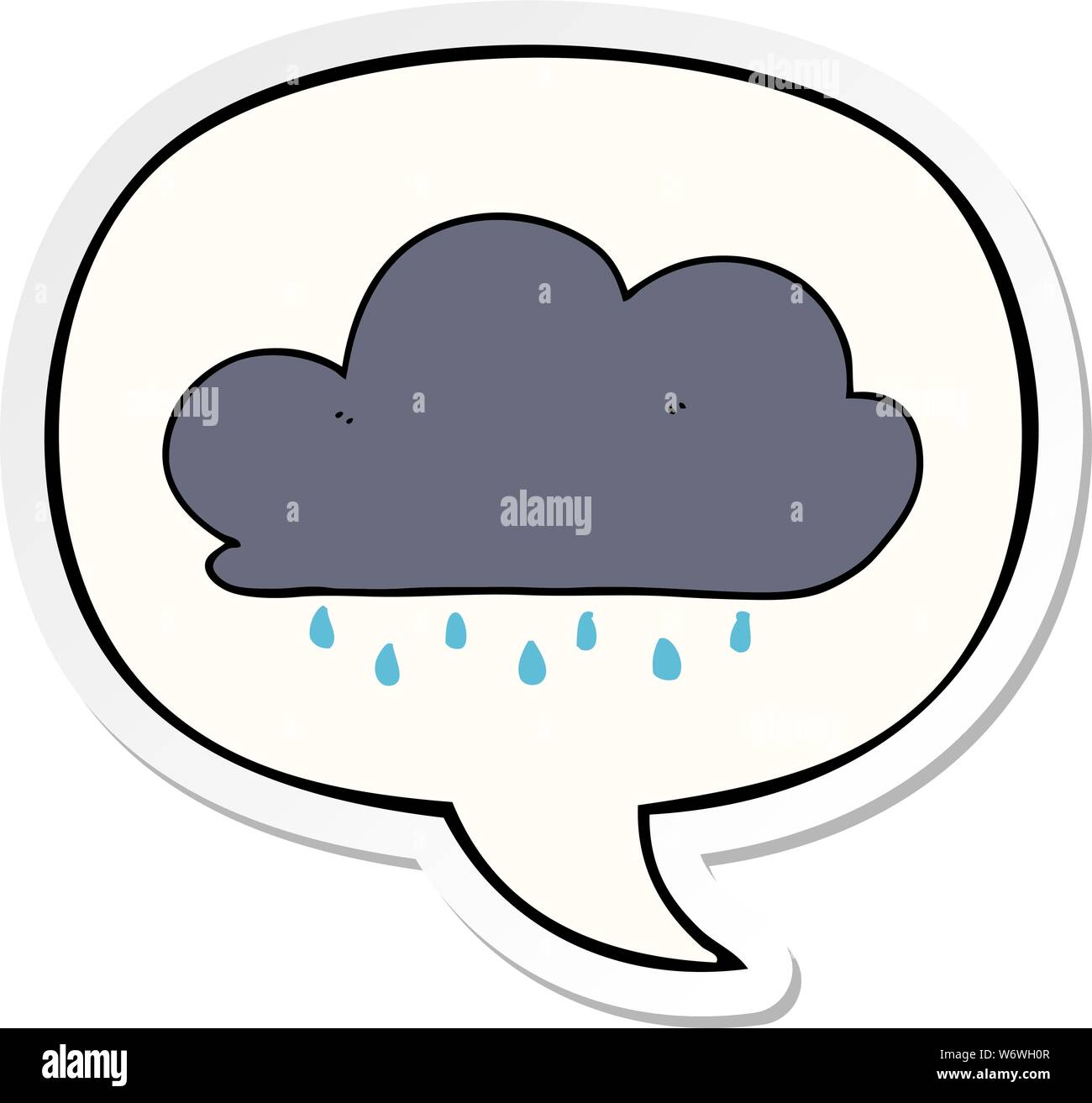 cartoon rain cloud with speech bubble sticker Stock Vector Image & Art ...