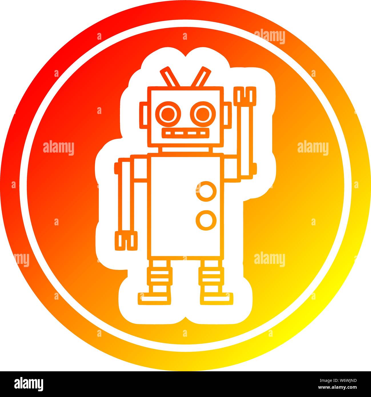 dancing robot circular icon with warm gradient finish Stock Vector ...