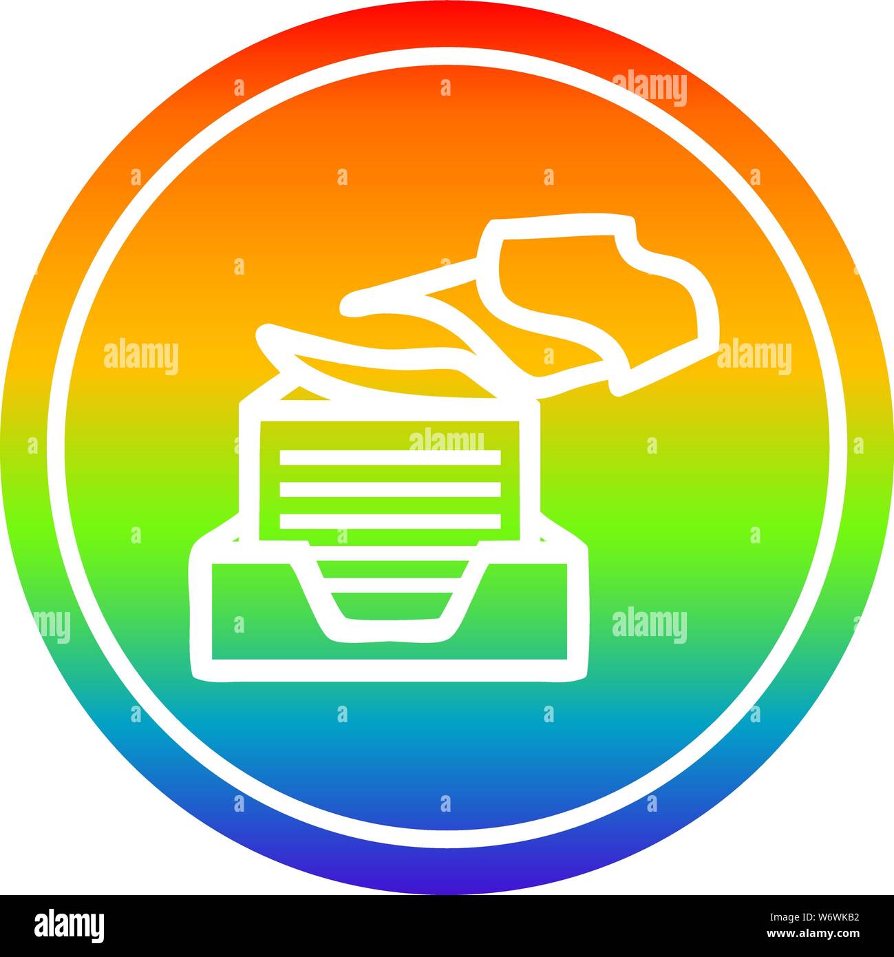 office paper stack circular icon with rainbow gradient finish Stock ...