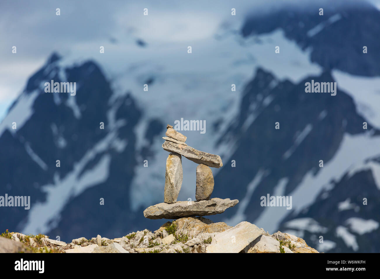 Stack of rocks called a cairn in high mountains Stock Photo Alamy