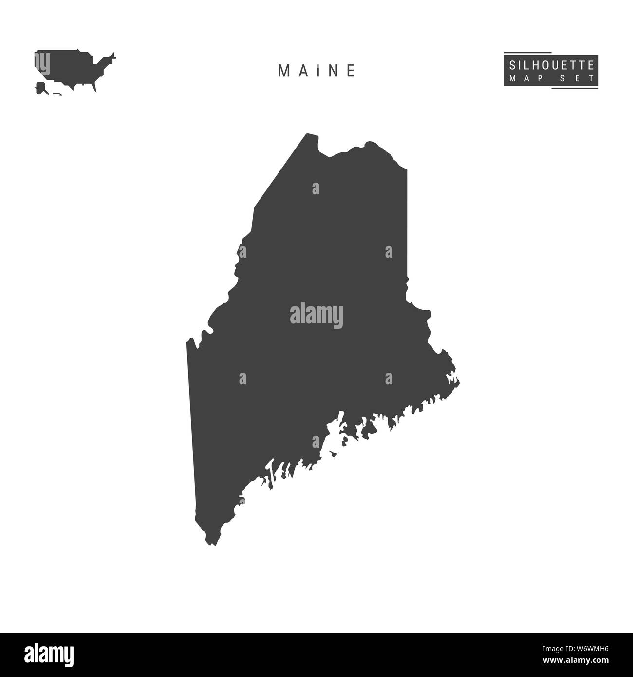 Maine US State Blank Map Isolated on White Background. HighDetailed