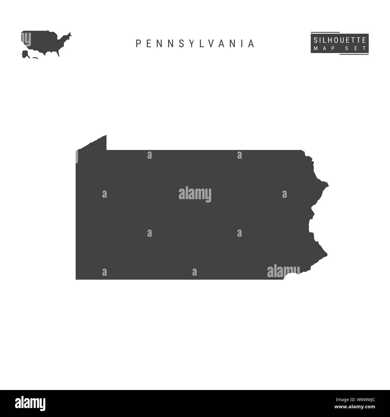 Pennsylvania US State Blank Map Isolated on White Background. High