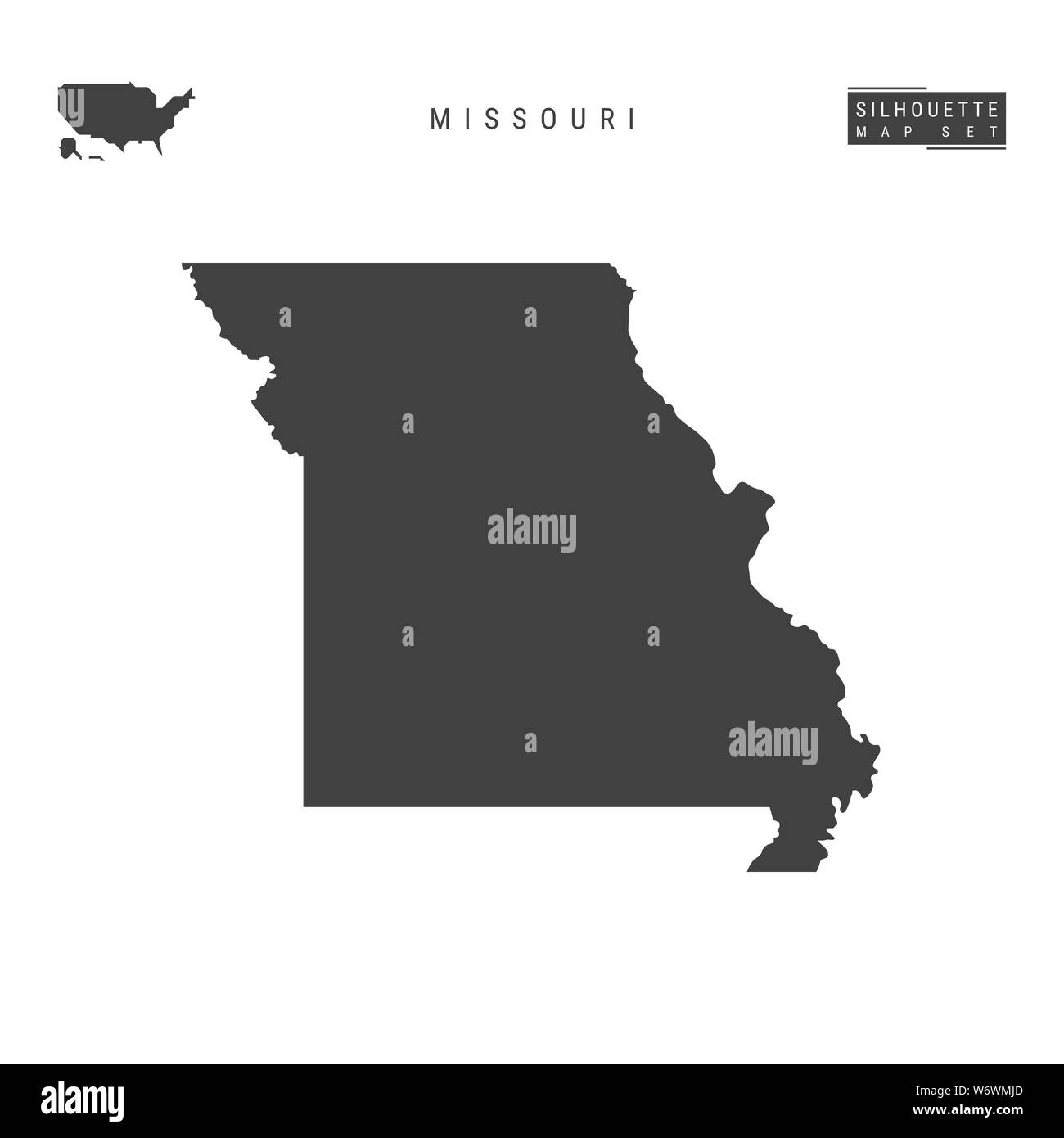 Missouri US State Blank Map Isolated On White Background High Detailed Missouri Us State Blank Map Isolated On White Background High Detailed Black Silhouette Map Of Missouri W6WMJD 