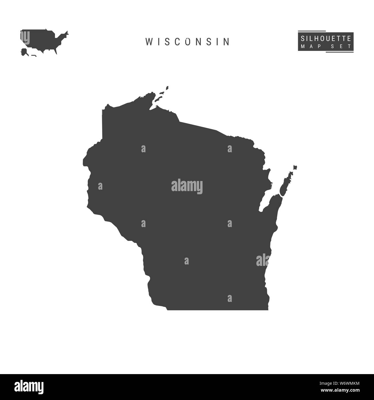 Wisconsin US State Blank Map Isolated on White Background. High ...